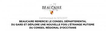 Beaucaire remercie le conseil départemental du Gard et déplore une nouvelle fois l’étrange mutisme du conseil régional d’Occitanie