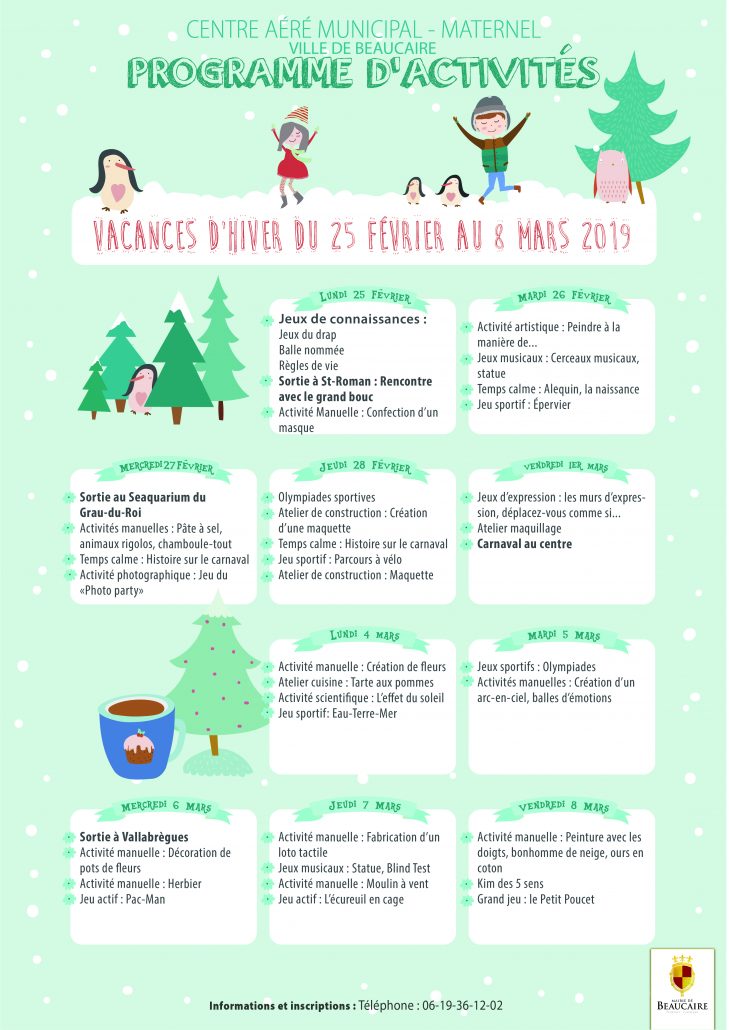 Planning Hiver Maternelle 1 Le Site Officiel De La Ville De Beaucaire Planning Hiver Maternelle 1 Le Site Officiel De La Ville De Beaucaire