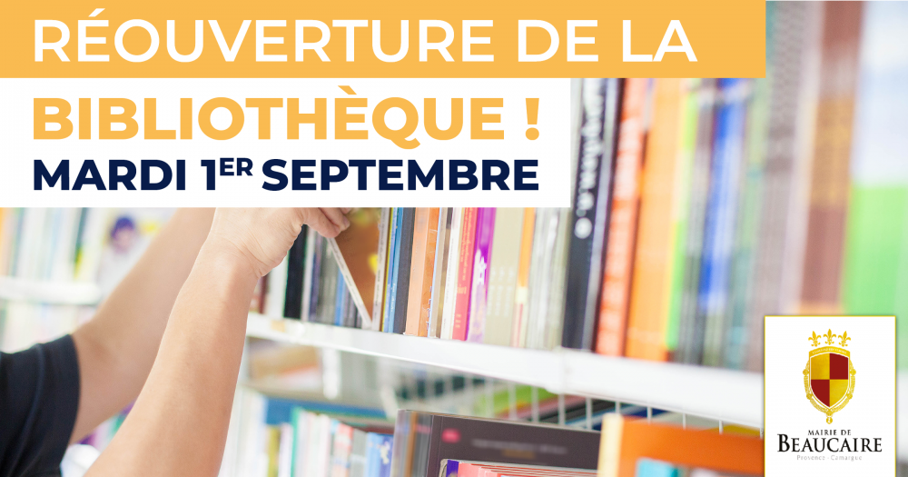 Mardi 1er septembre : Réouverture de la bibliothèque municipale !